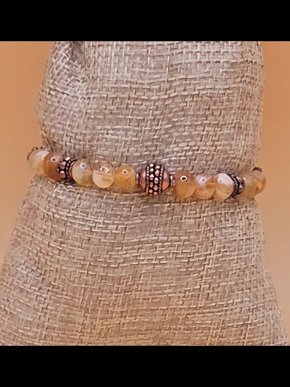 Citrine And Bali Style Copper Beaded Bracelet